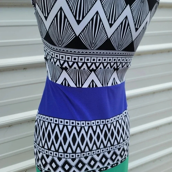 CHICO'S Sexy and Slimming Long Maxi Dress Beautiful Blue Green Blk NWT Sz 0 S(4) - Picture 13 of 13